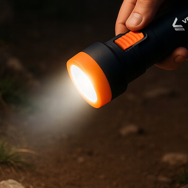 Vergionisk LED-lommelygte med 300 mAh lithium-ion batteri, micro USB og 2 LED-funktioner