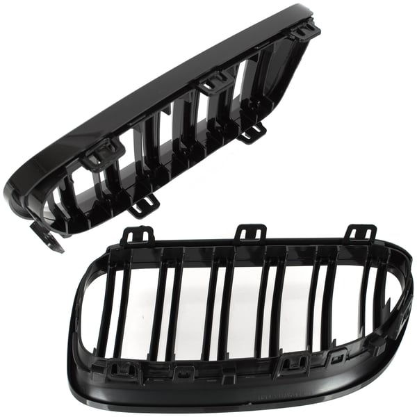 BMW 3 E92 E93 10-13 gitter mellem forlygterne (nyrerne) venstre + højre sæt SORT GLOSSY DOBBELT BAR