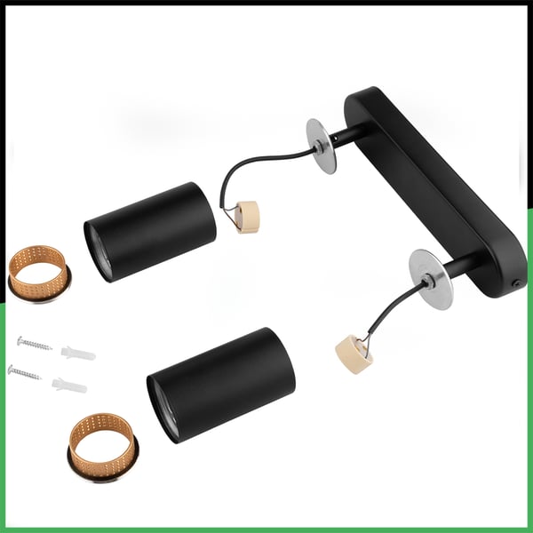 Loftlampe reflektor LED 2x GU10 tuba spot ELIGIS sort LUMILED