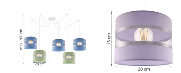 Lofthængende lampe med loftskrone og edderkopskærm