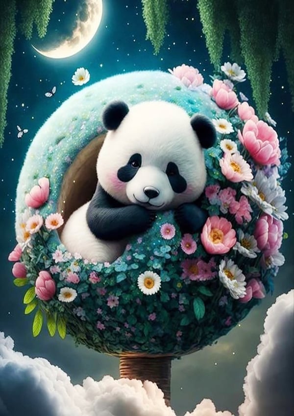 Ob_L_22 diamantmaling 30x40 dyr panda