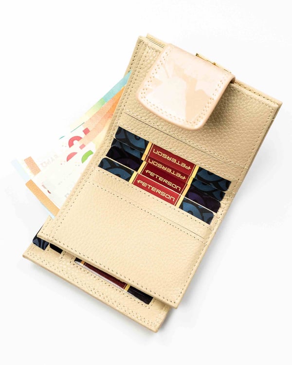 Damplånbok i läder+PU PTN PS329-MLF-2661 Beige