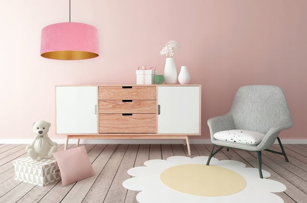 HÆNGENDE LAMPE LOFTSKRONE GYLDEN FLØJLSSKÆRM