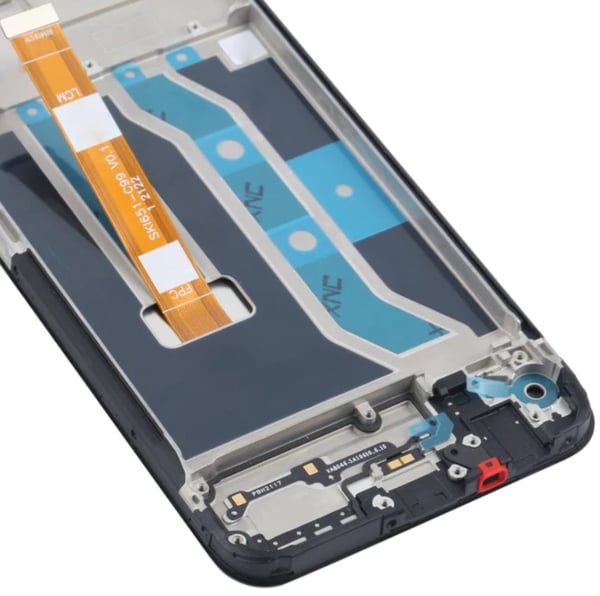 Realme C21Y C25Y RMX3261 RMX3263 LCD-skærm + berøringsskærm (renoveret) sort ramme