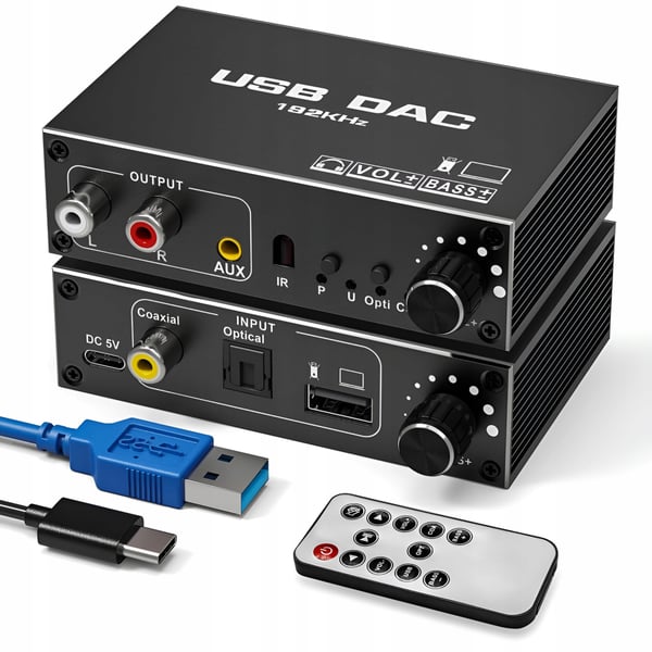 ÄÄNIMUUNNIN USB-DA-MUUNNIN TOSLINK-KOAKSIAALI CINCH-AUX-ULKOINEN ÄÄNIKORTTI