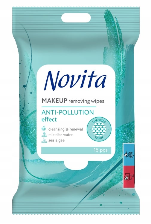 Novita Kosteuspyyhkeet Meikki- ja hoitoaineeksi 15 kpl.