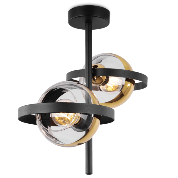 RONDA LOFTLAMPE SORT OG GULD 2 FLADE GYLDNE LAMPER E27