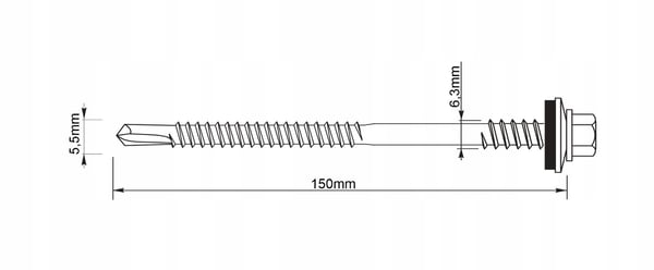 GTR6 SP A19 skruer 5,5/6,3x150mm RAL 9006