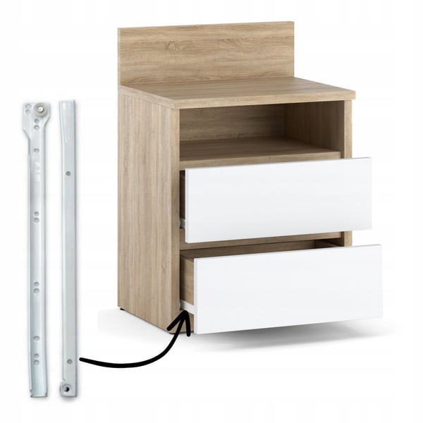Natbord, Natbord, Eg, Sonoma, Hvid, 40cm, 2S, Hylde, Soveværelsesmøbler