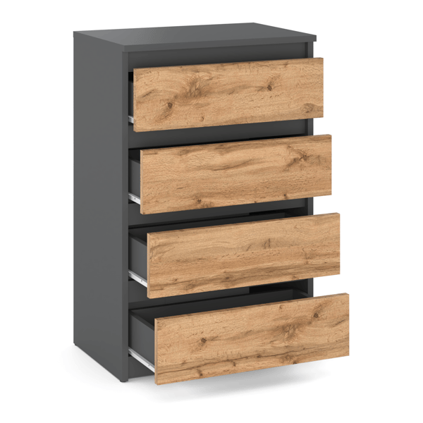 Kommode 60cm Grå Eg Wotan TV-skab til Stue Skænk Garderobe
