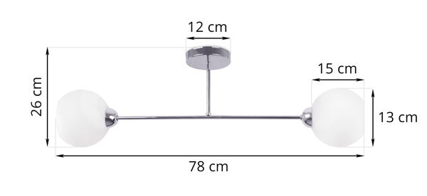 Loftlampe ASTURIA Krom 2-pladet hvid lampeskærm E27