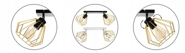 Lofthængende lampe med gylden LED-loftlampe