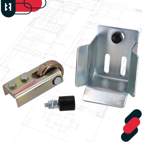 KOTARBAU® Sæt med 5 ruller metal skydeportsvogne, 80 x 80 mm profil
