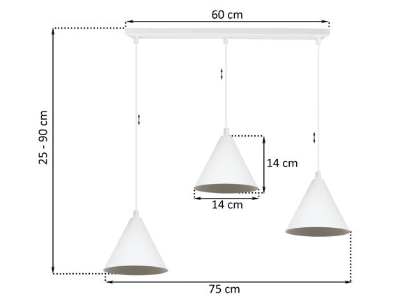 SOHO HÆNGELAMPE HVID 3-FAD 14CM E14