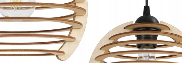 Hængende lampe, loftslysekrone, træ, LED lampeskærm