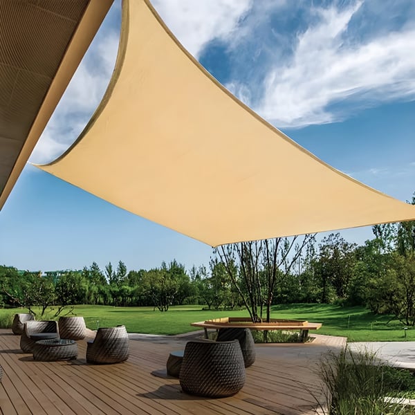 Stort premium skyggesejl vandtæt 4x6 beige UV-skyggedug