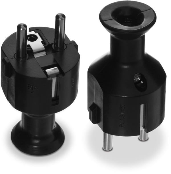 SUORA IRROTETTAVA PISTOKE UNI-SCHUKO, 2P+Z 16A, 250V MUSTA - VT-301-0045