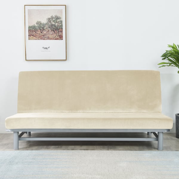 Kermanvärinen samettinen sohvanpäällinen 190-210cm