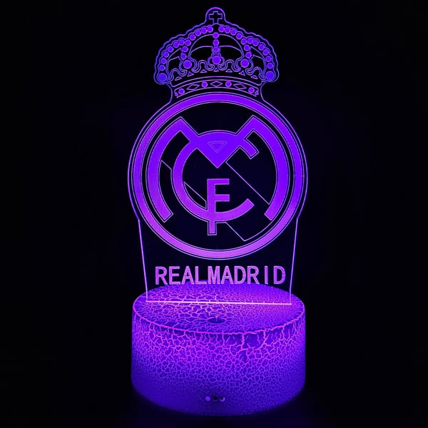 Nattlampa med Real Madrids vapensköld för barn, 16 LED-lampor, 3D + fjärrkontroll