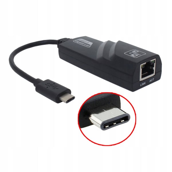 Lanberg USB-C 3.1 -> RJ-45 1Gb verkkokortti kaapelilla