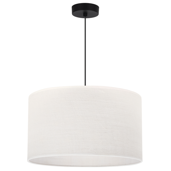 HÆNGELAMPE SORT JUTE 1 FLAD HVID LAMPESKÆRM 40CM E27