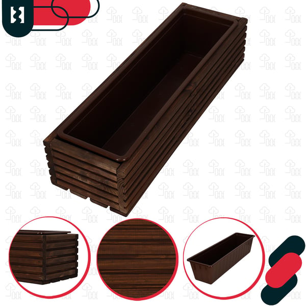 KOTARBAU® Træhavekasse til Terrasse med Indsats Brun 64 x 20 CM