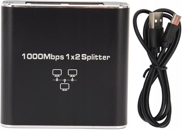 SPLITTER LAN 1x2 ADAPTER SWITCH SPLITTER 2xRJ45 ETHERNET 1000Mb GIGABIT