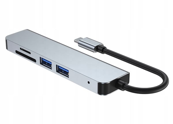 Adapter USB-C Hub 3xUSB 3.0 Kortlæser TF/SD Plug and Play