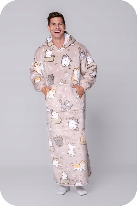 BLANKET collegepaita Ylisuuri lämmin Paksu peitto collegepaita 2in1 XXL pitkä kissakuvioinen karvainen [KB-XL7]