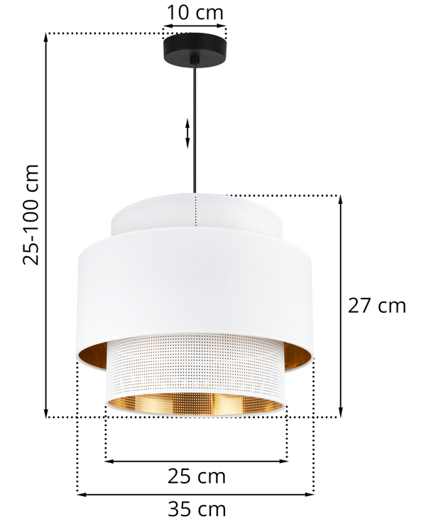ASTI TRIO HÆNGELAMPE HVIDGULD 35CM NETSTOF