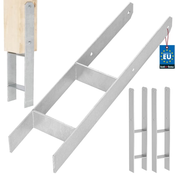 KOTARBAU H-stolpsbas til indgydningsfäste galvaniseret stålankare 120 mm 2-stykker