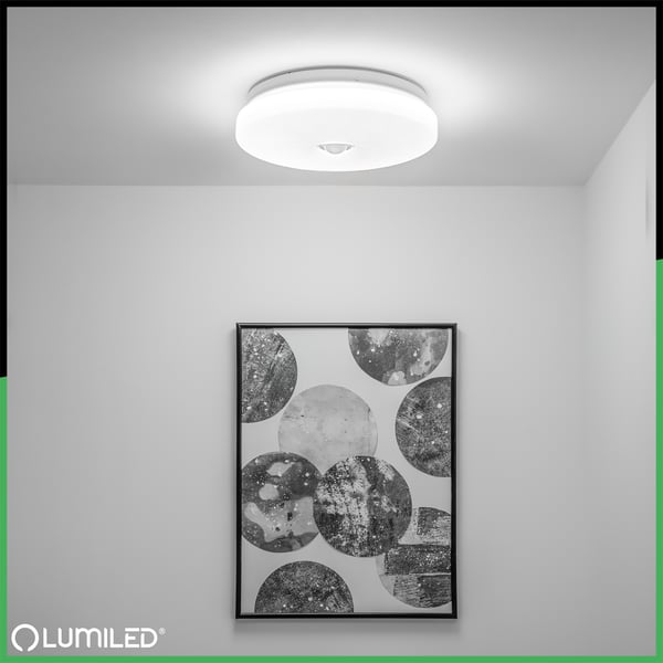 LED loftlampe overflademonteret 18W NOTUS 2 rund bevægelsessensor IP44 33 cm LUMILED
