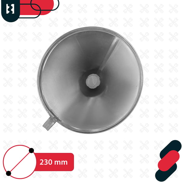 Galvaniseret metaltragt med si, fyringsolifilter, skål 23 cm