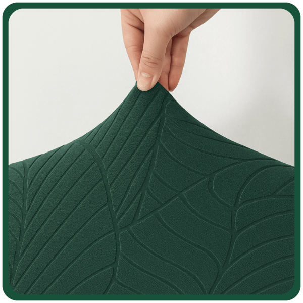 Päällinen siipimäiseen nojatuoliin, pullonvihreä sametti, jacquard-kuvio, kuminauha [30-Z3-ZLB]