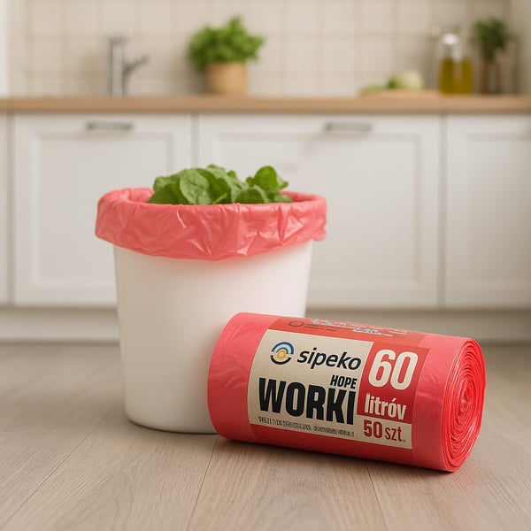 Avfallspåsar 60l röda HDPE, 50 st