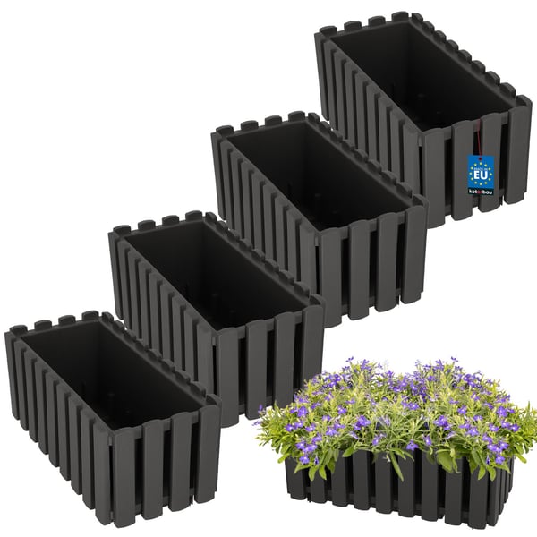 Blomkruka för balkongräcke terrass rustik grå 40 cm 4 st