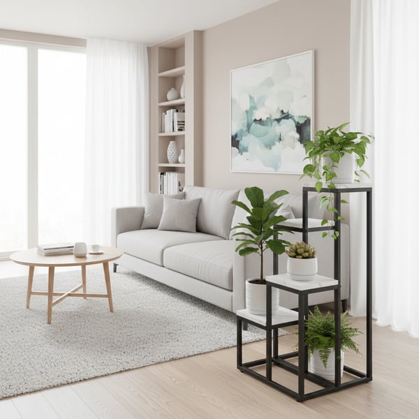 Kukkateline, kukkateline, ruukkukasvit, 4 hyllyä, loft-tyylinen