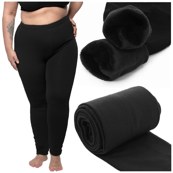 Damleggings fodrade med päls tjocka vinterleggings 4XL/5XL