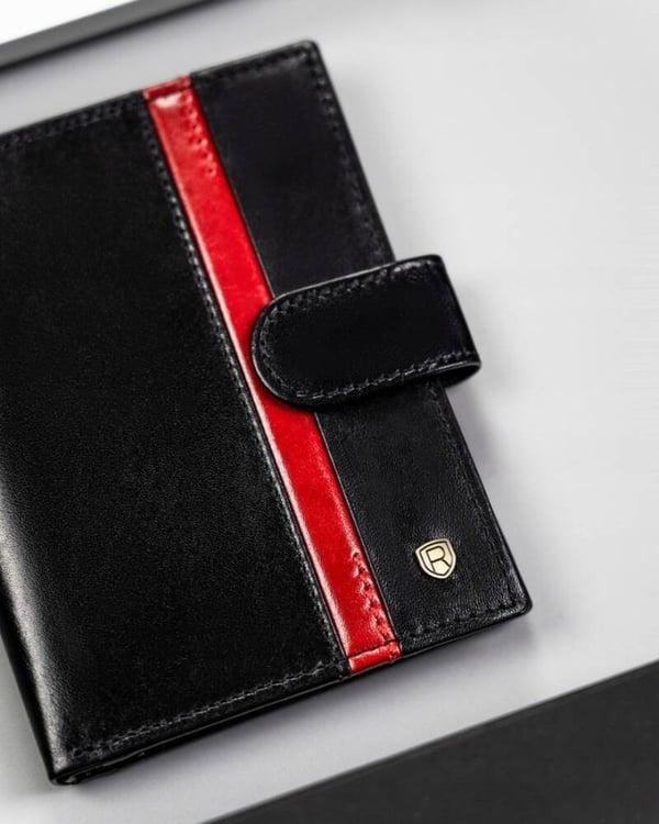 Suuri nahkainen miesten lompakko RFID-järjestelmällä ja nepparikiinnityksellä - Rovicky