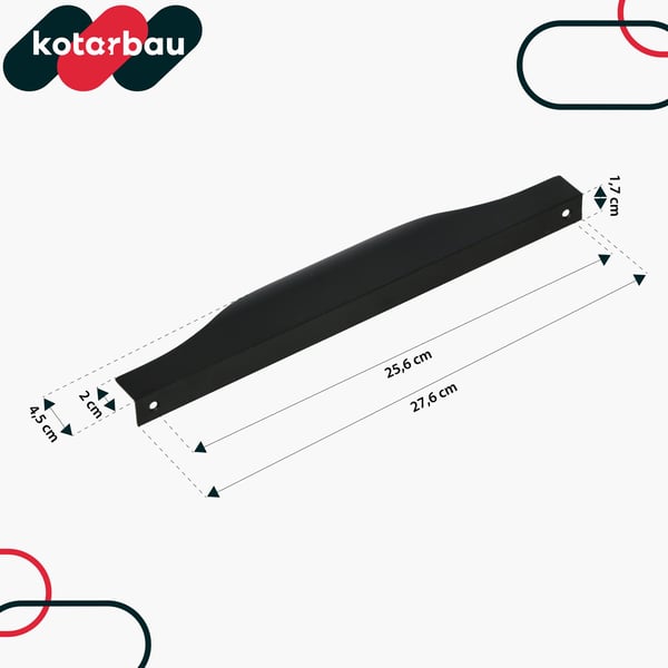 KOTARBAU® møbelgreb med moderne kant, aluminium, matsortaluminium, 256/276 mm, 10 stk.