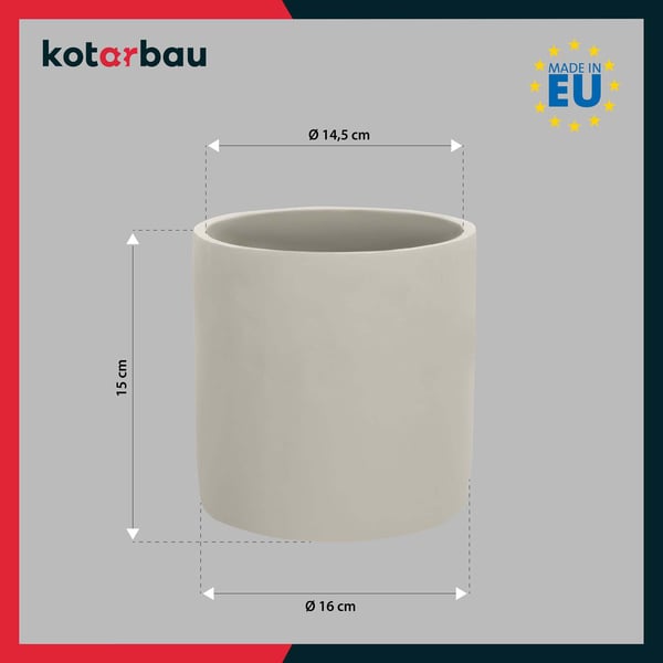KOTARBAU® 2 st. cylinderformade blomkrukor 16 cm keramik betong växtskydd