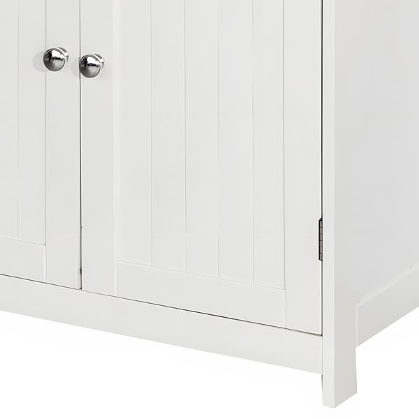 Vitt modernt rymligt badrumsskåp med lådor och dörrar för kosmetika och accessoarer 60x30x75 cm