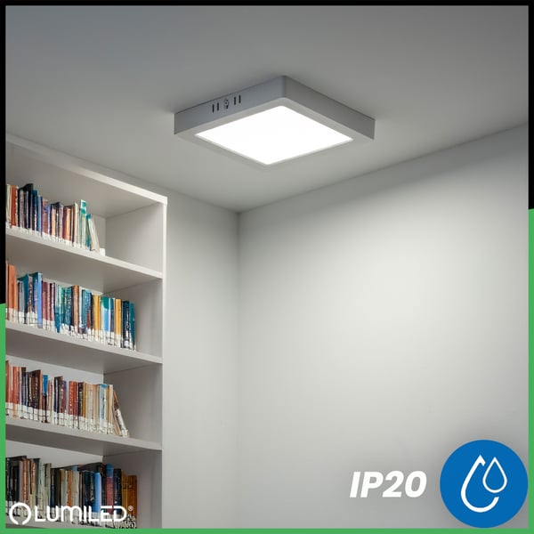 Utanpåliggande LED-taklampa 12W fyrkantig 4000K GLOW vit LUMILED