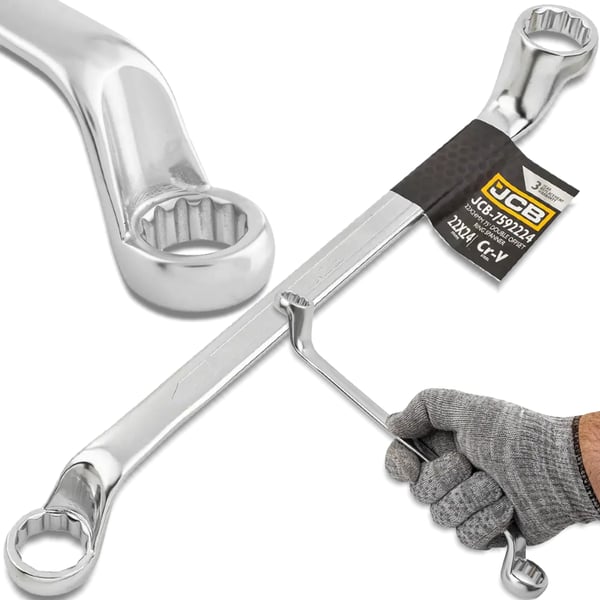 JCB RINGNØGLE 2-SIDET 75 GRADER ANKEL 22x24 mm Cr-V 12-PUNKT