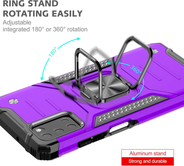 Silikonecover til Samsung Galaxy A03s/A02S med holder lilla + 2x glas