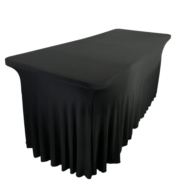 Klädda bankettafsløringsmandskab sort sokkel volang 180x76 cm