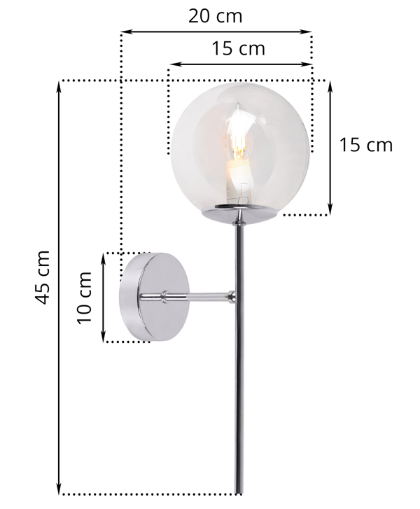 SIENA KROM VÆGLAMPE 1 FLAD KLAR LAMPE E14