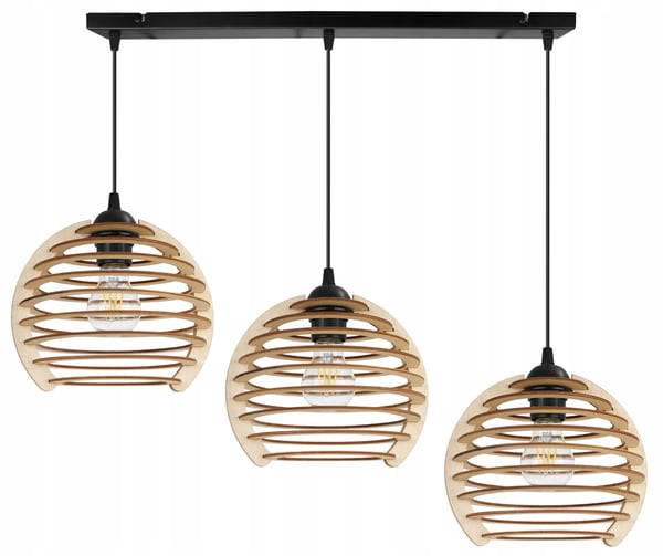 Hængende lampe, loftslysekrone, træ, LED lampeskærm