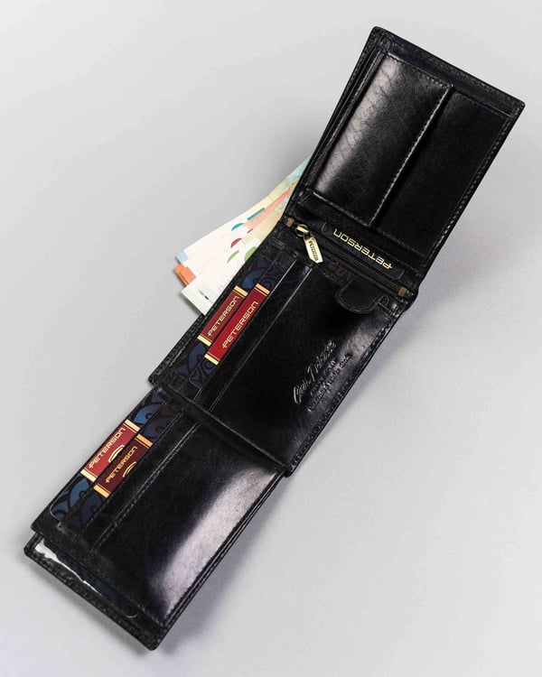 PTN 22306-VT-E-2657 Svart-Röd Läderplånbok