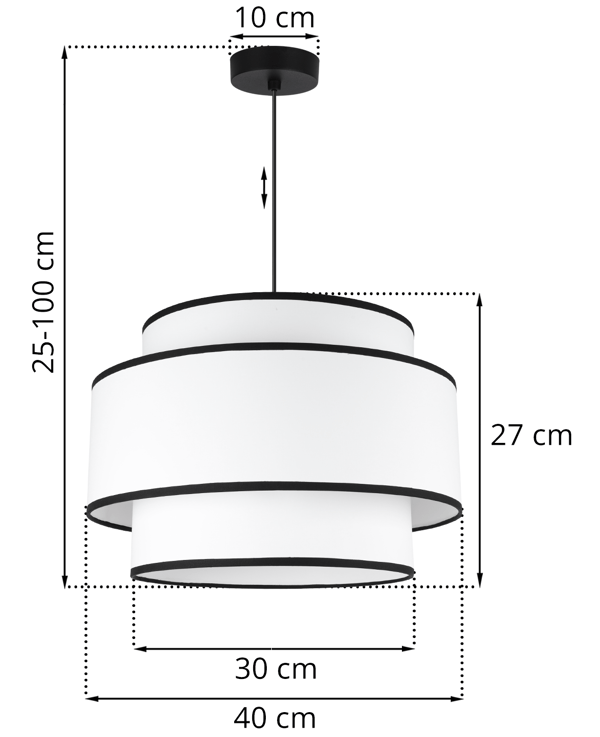 VIENNA HÆNGELAMPE HVID 1 FLAD 40CM SORT KANT E27